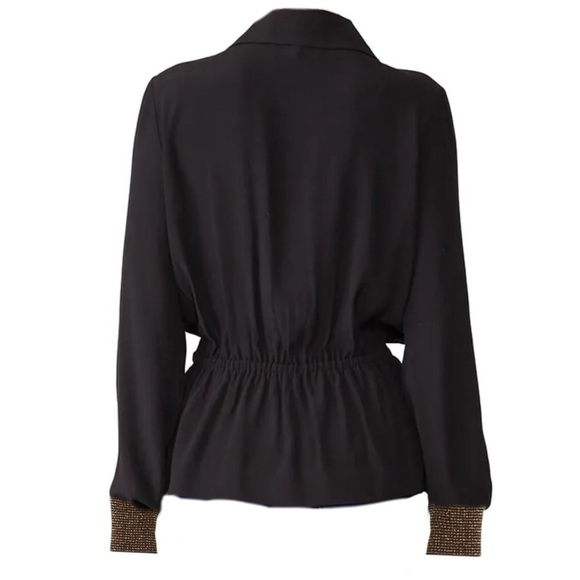 JUST FEMALE • Black Lauren Blouse Gold Accents Top - Picture 6 of 12
